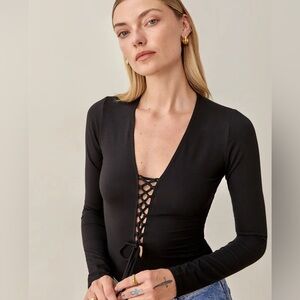 Reformation Basil Bodysuit Black